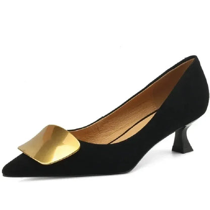 Elegant Leather Low Heel Women Pumps -Guocali