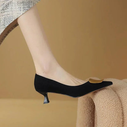 Elegant Leather Low Heel Women Pumps -Guocali