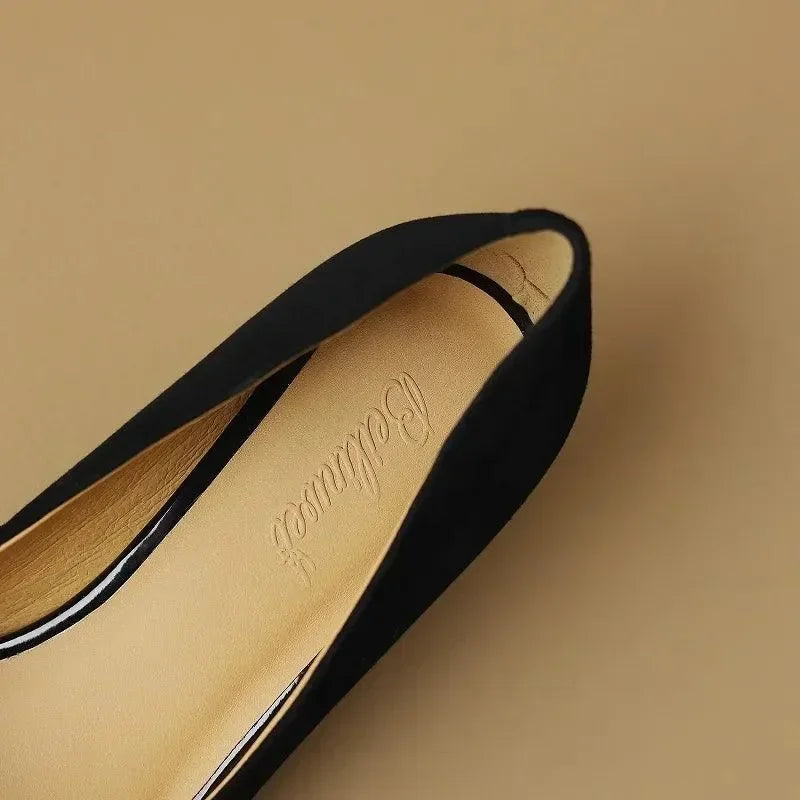 Elegant Leather Low Heel Women Pumps -Guocali