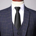 Elegant Men’s Suit - Checkered Single-Breasted - Navy