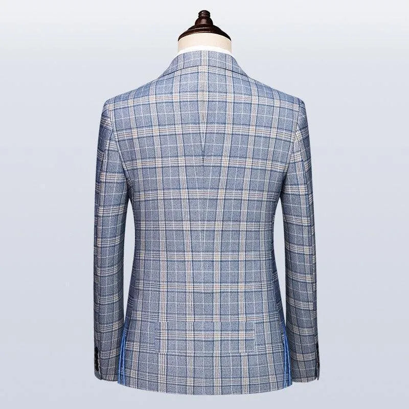 Elegant Men’s Suit - Plaid Double-Breasted