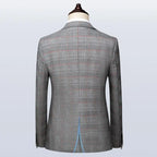 Elegant Men’s Suit - Plaid Single-Breasted