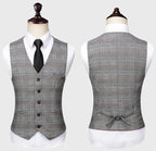 Elegant Men’s Suit - Plaid Single-Breasted