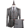 Elegant Men’s Suit - Plaid Single-Breasted, Grey