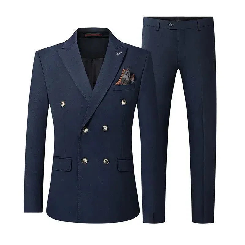 Elegant Men’s Suit - Solid Double-Breasted