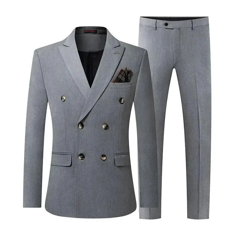 Elegant Men’s Suit - Solid Double-Breasted