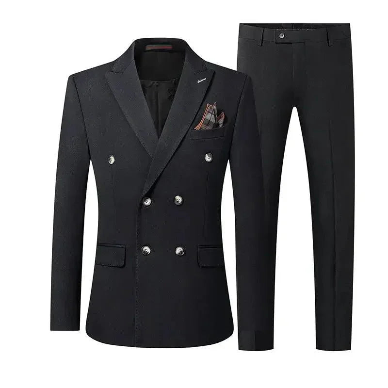 Elegant Men’s Suit - Solid Double-Breasted
