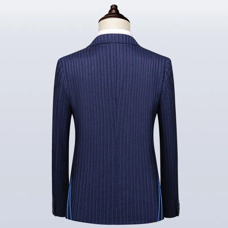 Elegant Men’s Suit - Striped Double-Breasted