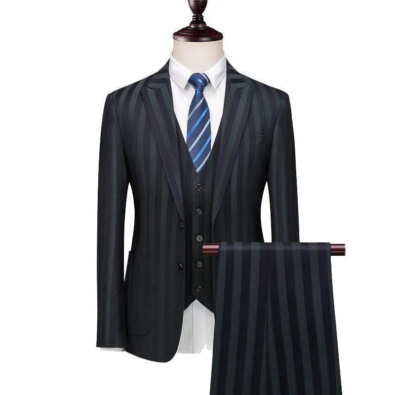 Elegant Men’s Suit - Striped Single-Breasted
