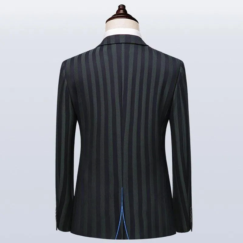 Elegant Men’s Suit - Striped Single-Breasted