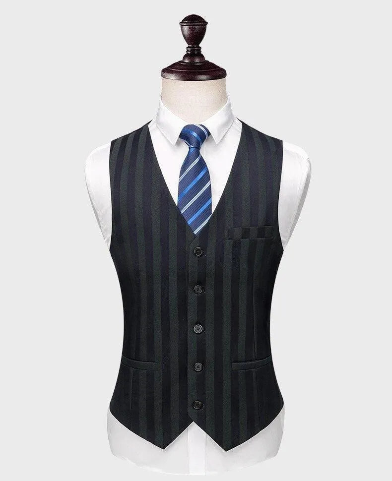 Elegant Men’s Suit - Striped Single-Breasted