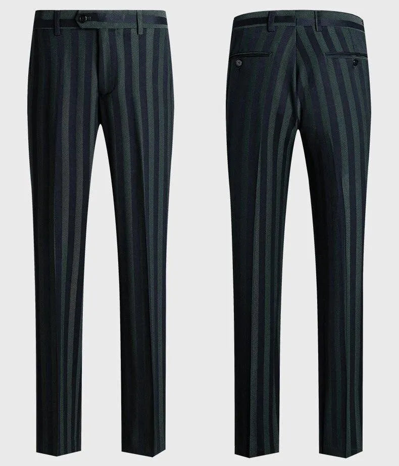 Elegant Men’s Suit - Striped Single-Breasted