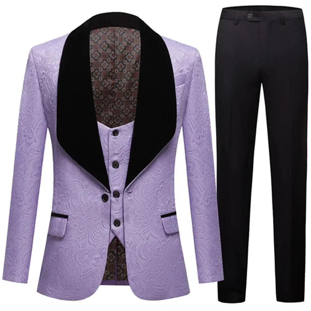 Elegant Men’s Tuxedo Suit - Texture Single-Breasted