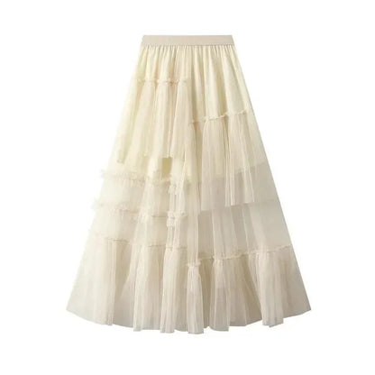 Elegant Mesh Splicing Skirt for Women -Guocali