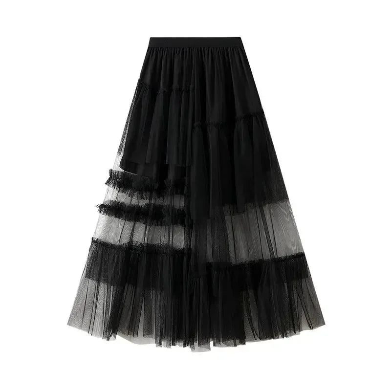 Elegant Mesh Splicing Skirt for Women -Guocali