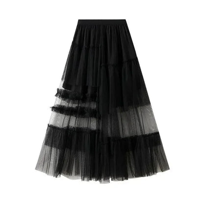 Elegant Mesh Splicing Skirt for Women -Guocali