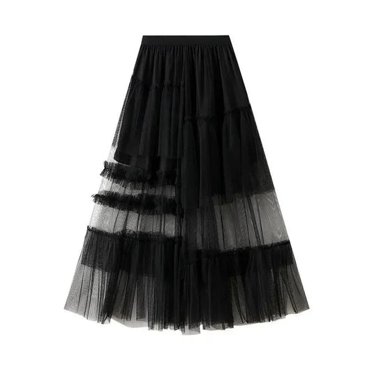 Elegant Mesh Splicing Skirt for Women -Guocali