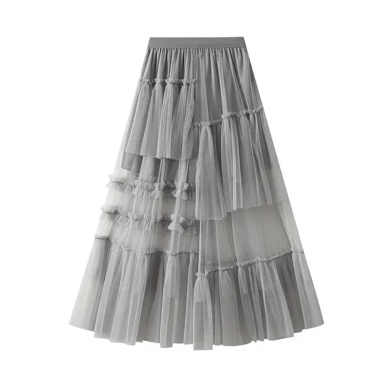 Elegant Mesh Splicing Skirt for Women -Guocali