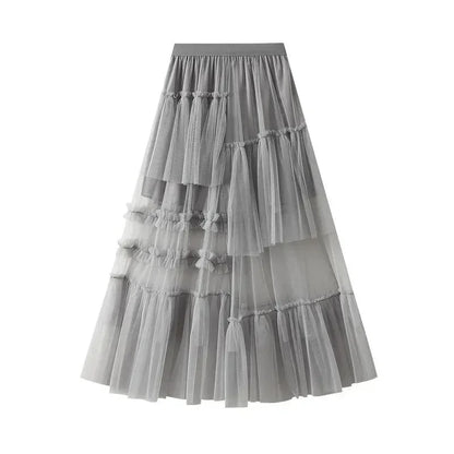 Elegant Mesh Splicing Skirt for Women -Guocali
