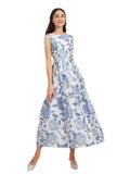 Elegant Organza Sleeveless Maxi Dress – Floral Long Dress for Women -Guocali