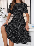 Elegant Polka Dot Print Strappy Dress -Guocali