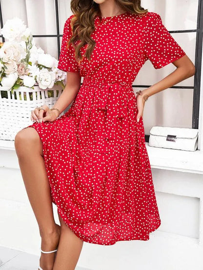 Elegant Polka Dot Print Strappy Dress -Guocali