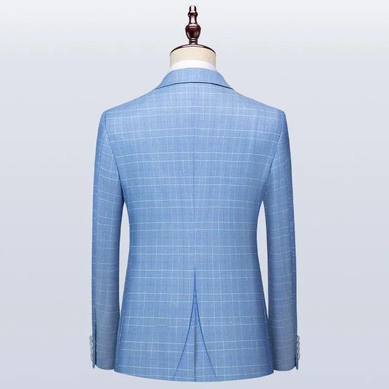 Elegant, Professional, Chic Men’s Suit - Plaid Single-Breasted