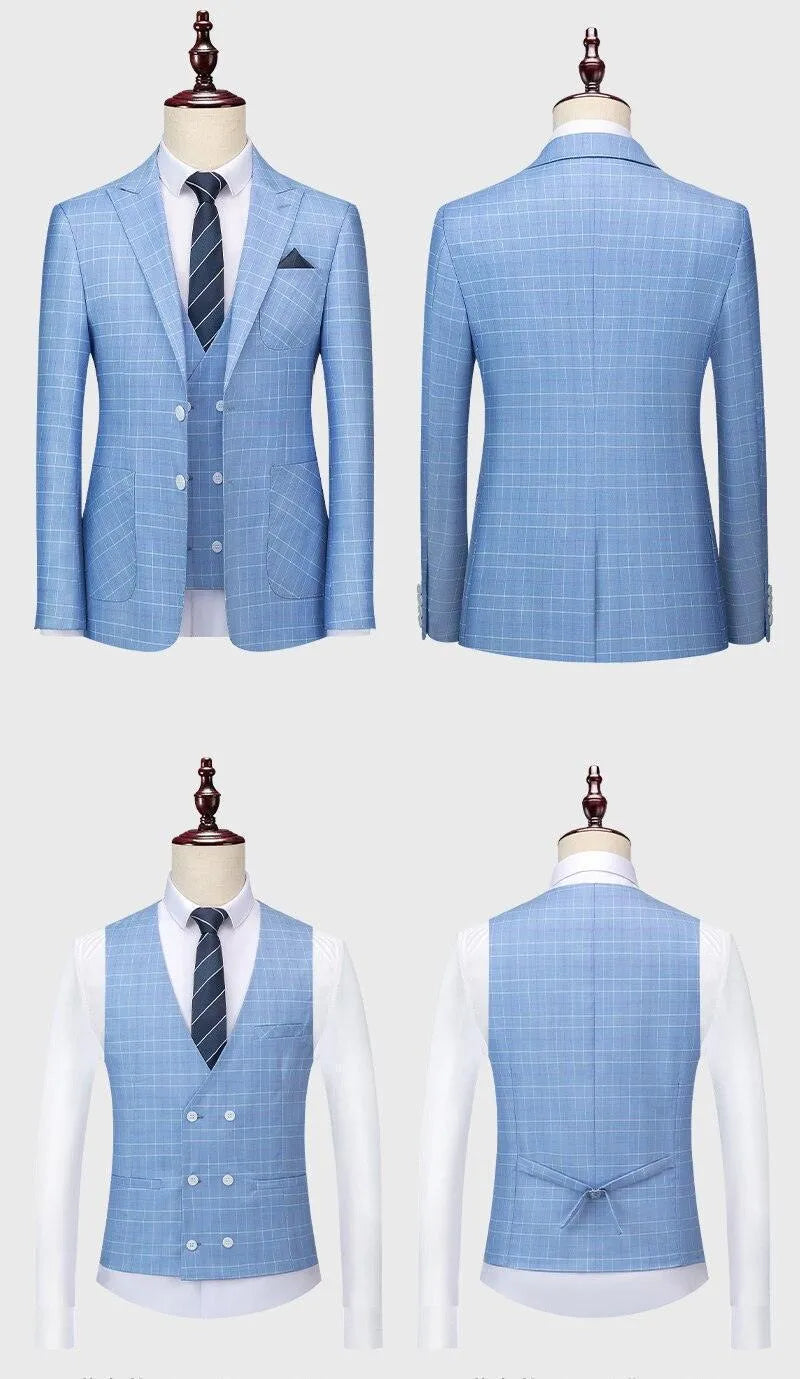 Elegant, Professional, Chic Men’s Suit - Plaid Single-Breasted