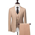 Elegant, Professional Men’s Suit - Solid Single-Breasted - Khaki