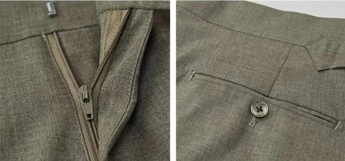 Elegant, Professional Men’s Suit - Solid Single-Breasted - Khaki