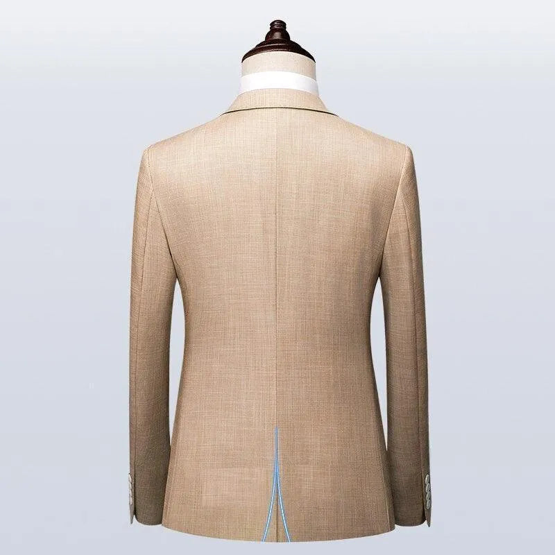Elegant, Professional Men’s Suit - Solid Single-Breasted - Khaki