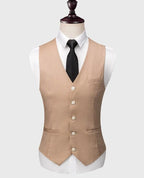 Elegant, Professional Men’s Suit - Solid Single-Breasted - Khaki