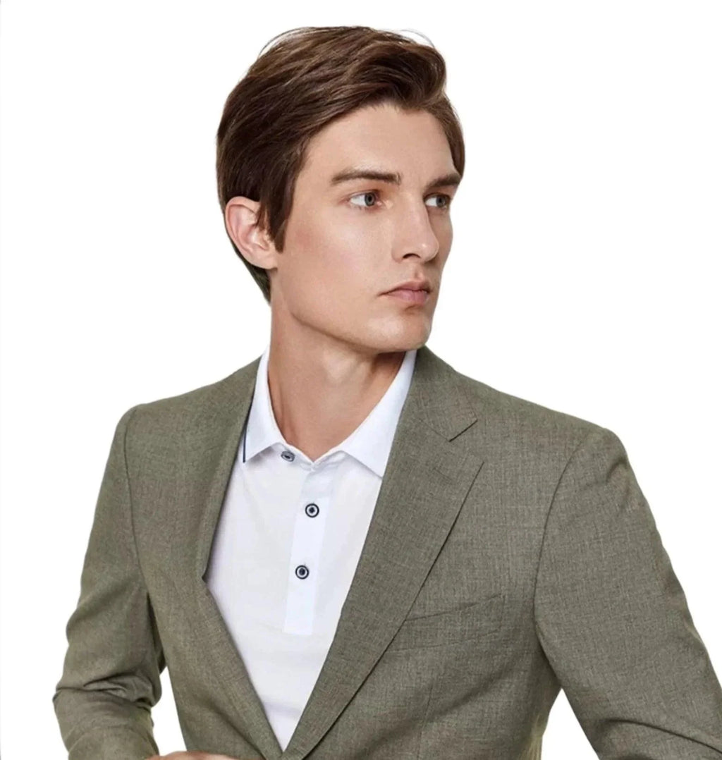 Elegant, Professional Men’s Suit - Solid Single-Breasted - Khaki
