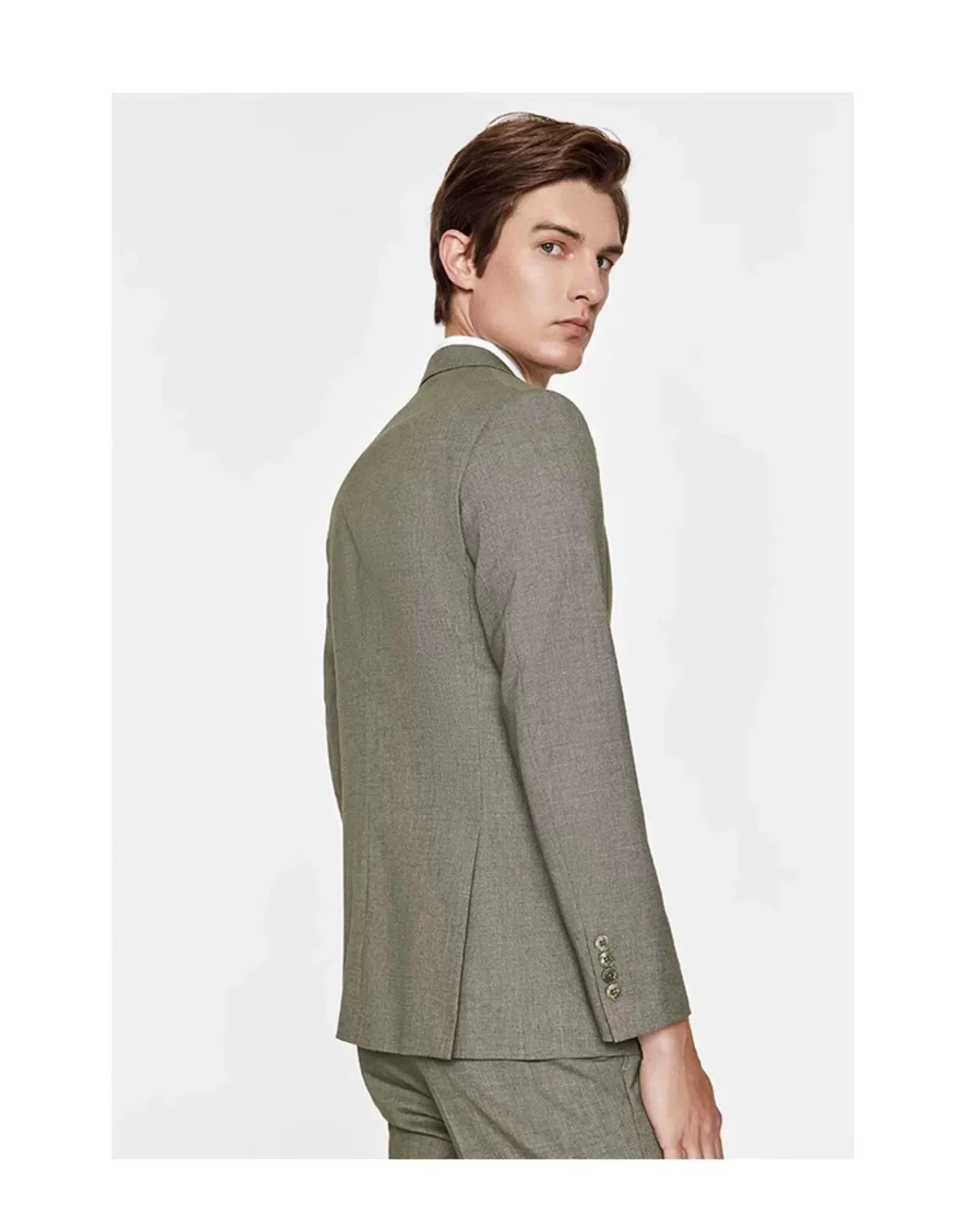 Elegant, Professional Men’s Suit - Solid Single-Breasted - Khaki