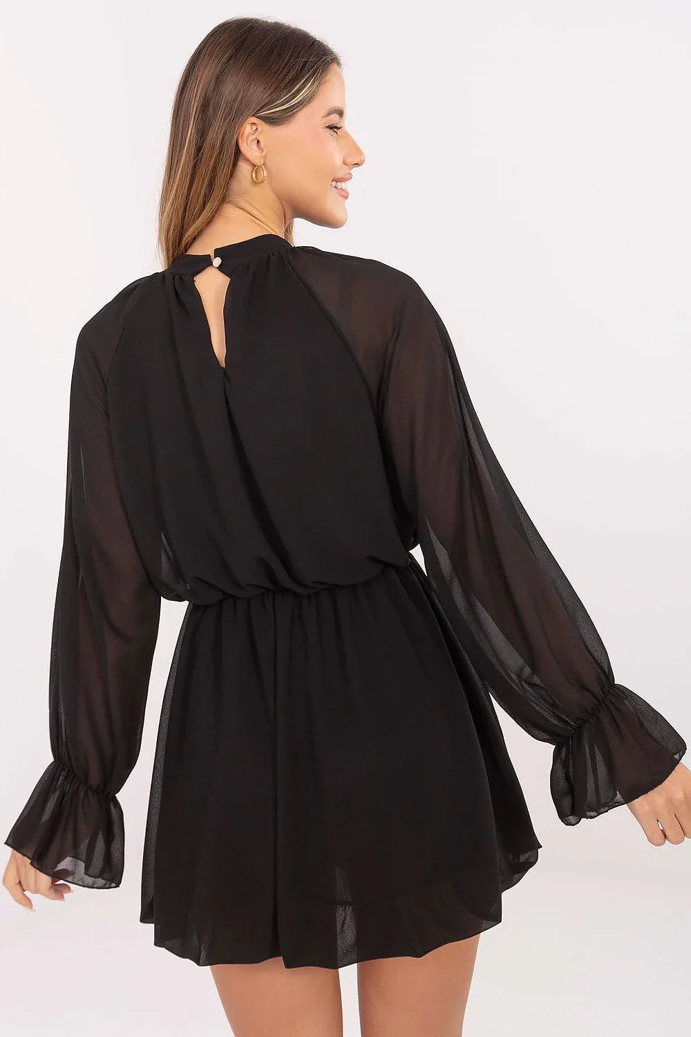 Elegant Round Neck Long Sleeves Day Dress