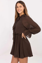Elegant Round Neck Long Sleeves Day Dress