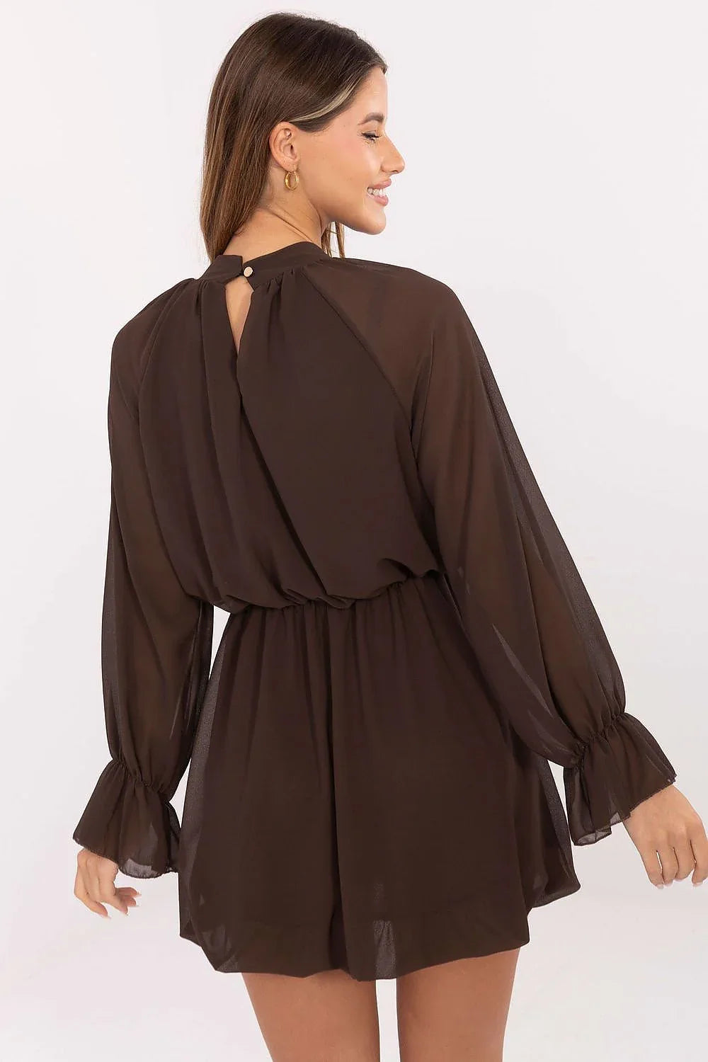 Elegant Round Neck Long Sleeves Day Dress
