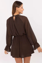 Elegant Round Neck Long Sleeves Day Dress