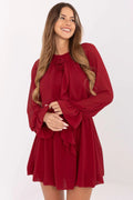 Elegant Round Neck Long Sleeves Day Dress