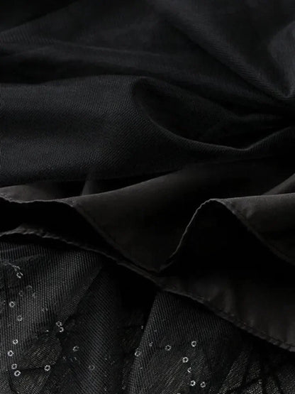 Elegant Sequin Pleated A-Line Skirt -Guocali