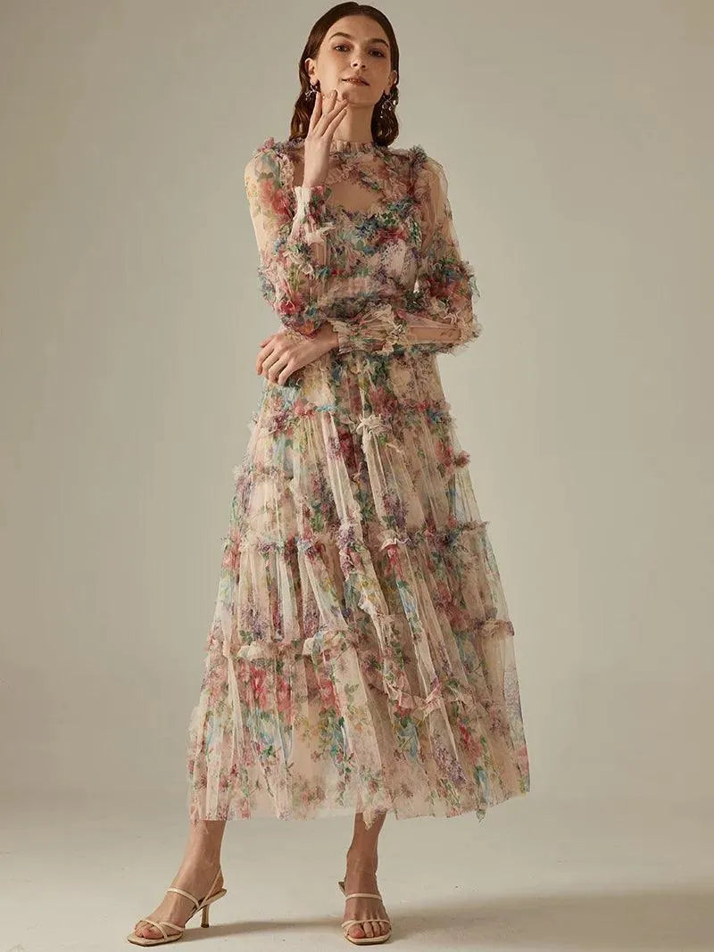 Elegant Sexy Lace Floral Maxi Prom Dress – Glamorous Evening Gown -Guocali