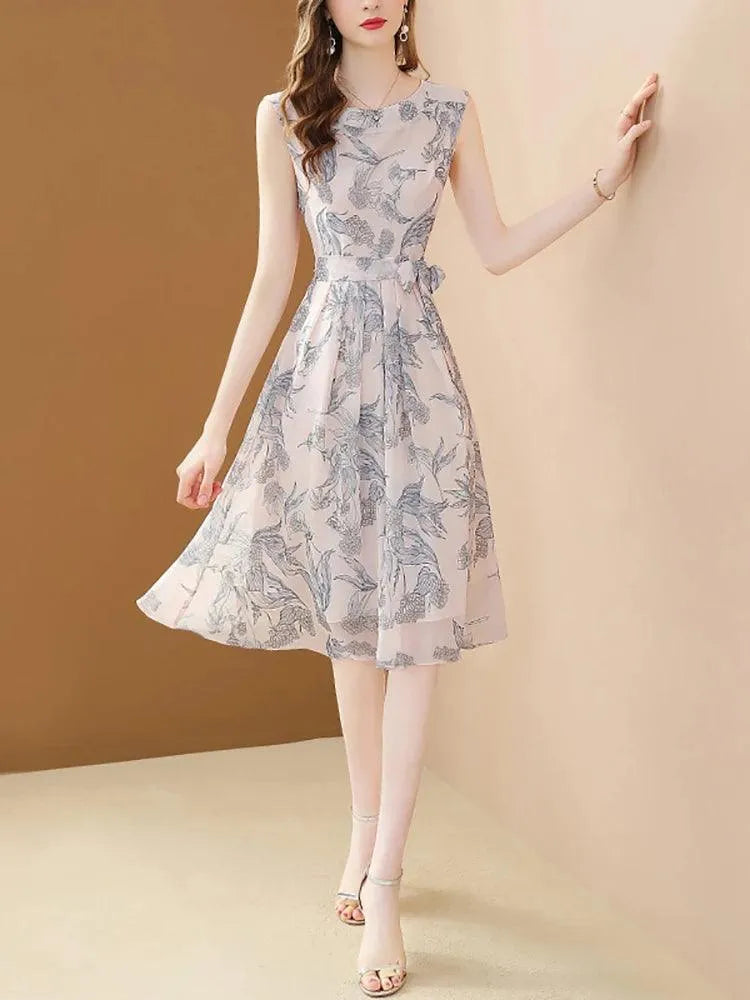 Elegant Sleeveless Chiffon Women’s Dress -Guocali