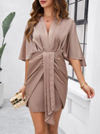 Elegant Solid Color Waist Dress -Guocali