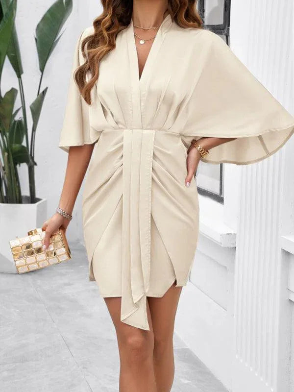 Elegant Solid Color Waist Dress -Guocali