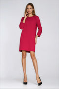 elegant solid round neck three quarter sleeves knee-length day dress – Daydress | GUOCALI