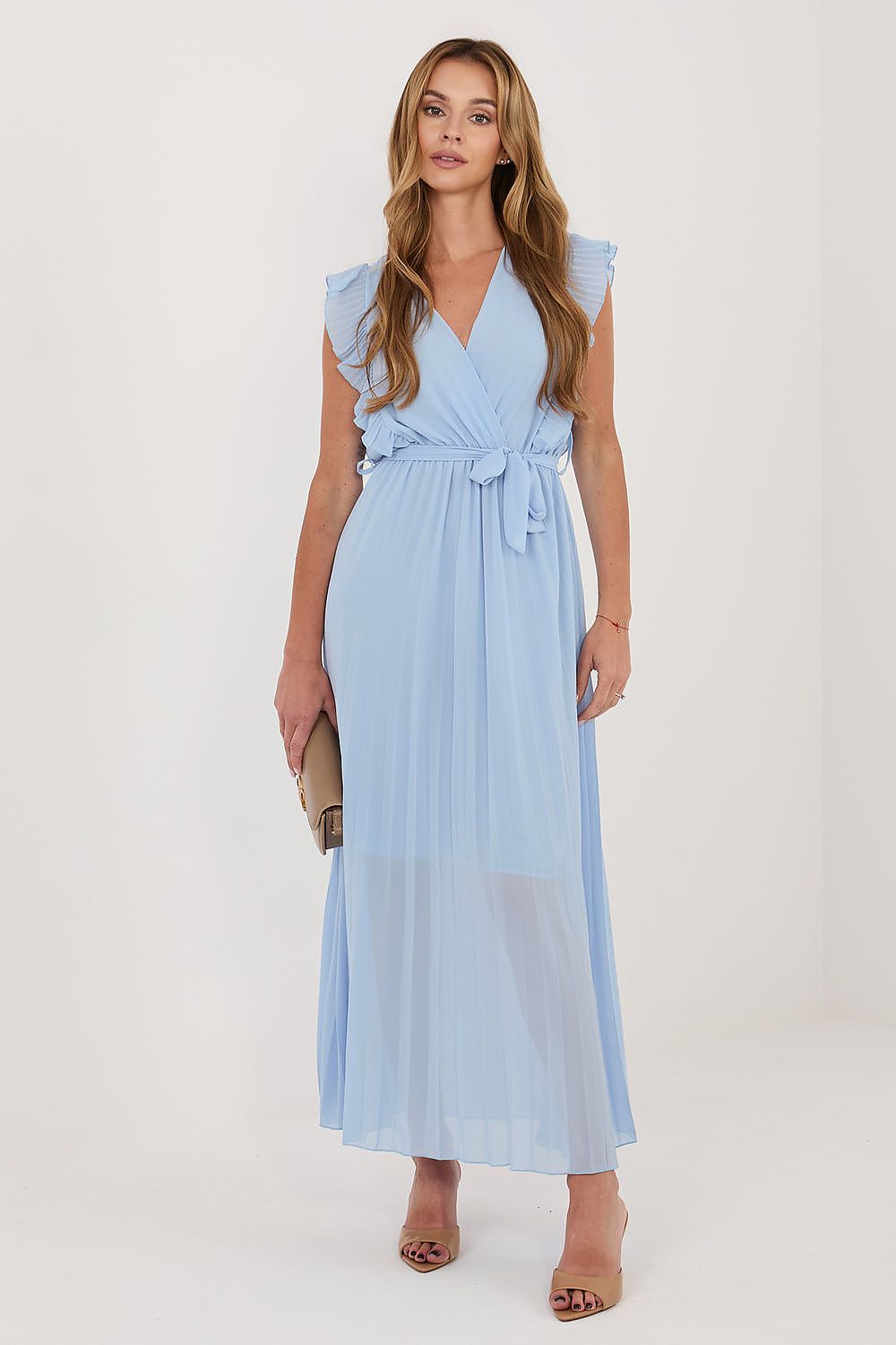 elegant solid v-neck sleeveless maxi day dress – Daydress | GUOCALI – view 4