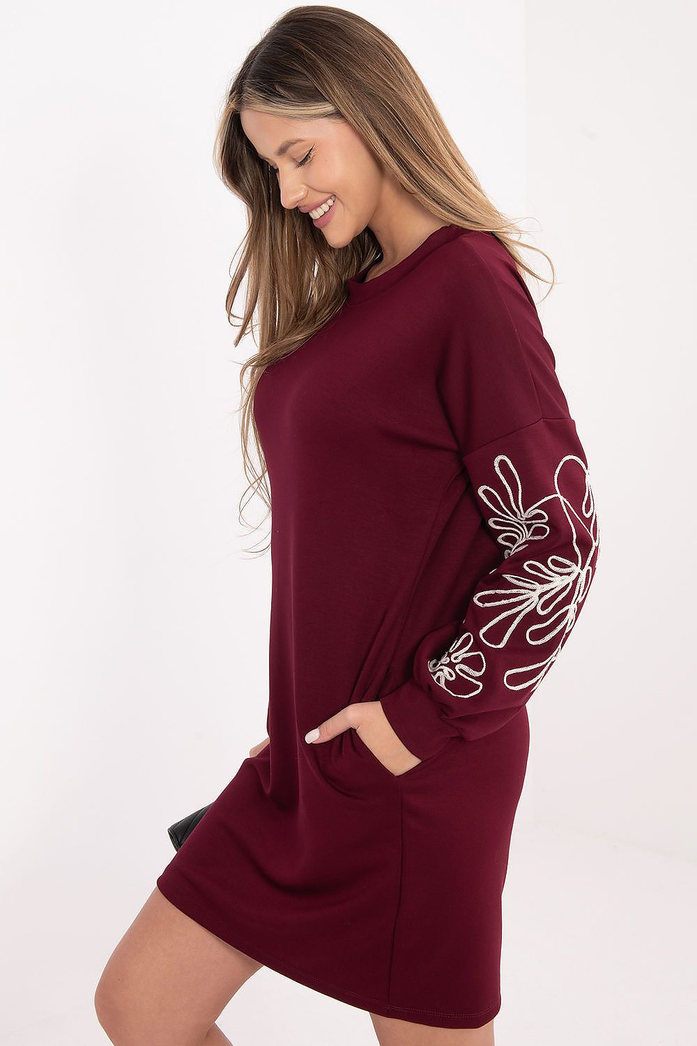 Elegant Straight Shift Mini Knit Dress