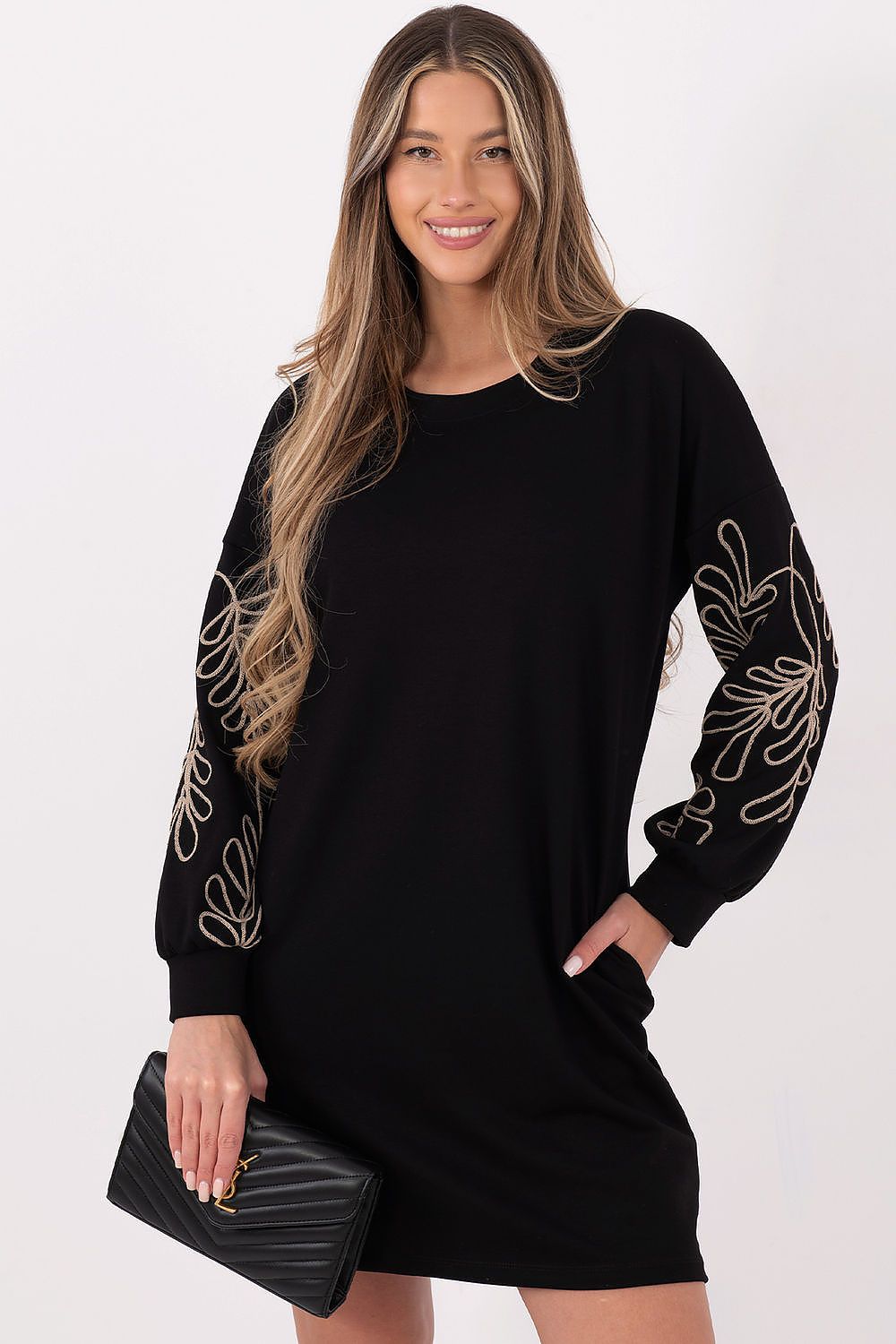 Elegant Straight Shift Mini Knit Dress