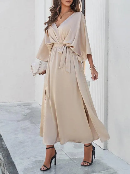 Elegant V-Neck Loose Dress -Guocali