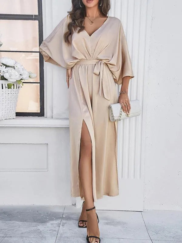 Elegant V-Neck Loose Dress -Guocali